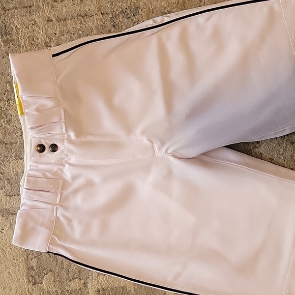 White straight leg Baseball Pants with stripe - Picture 2 of 7